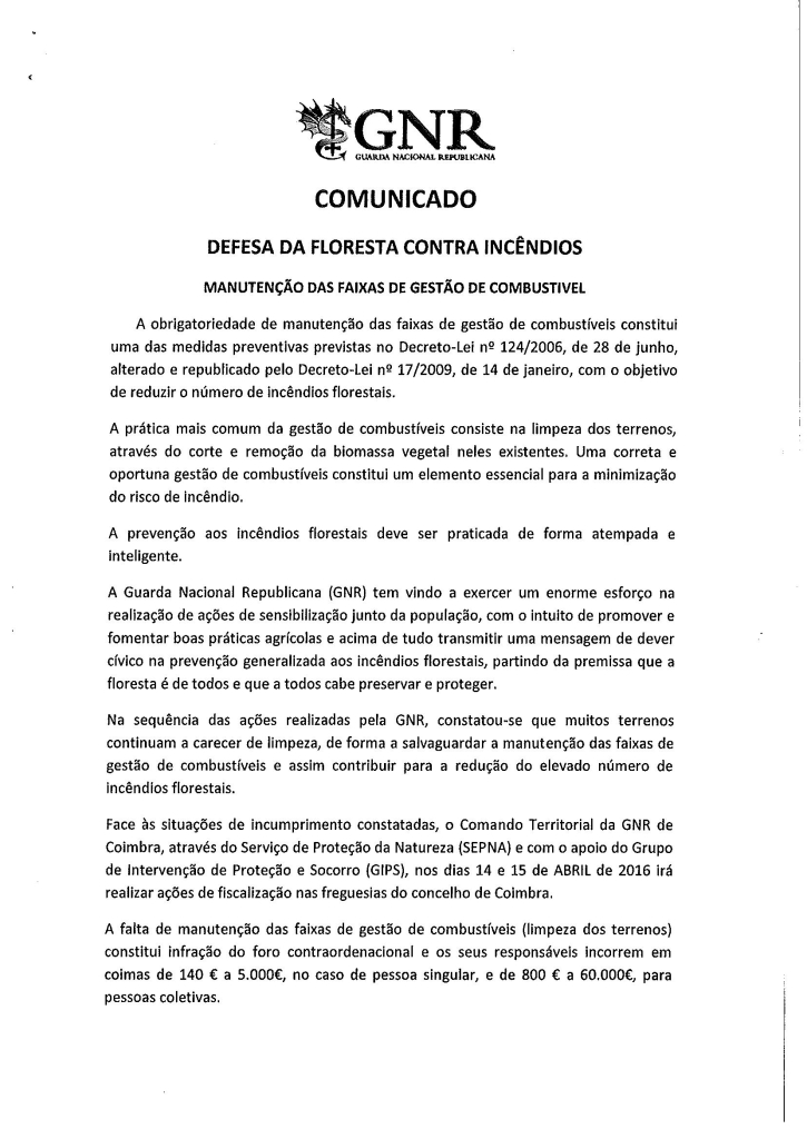 gnr - defesa contra incendios